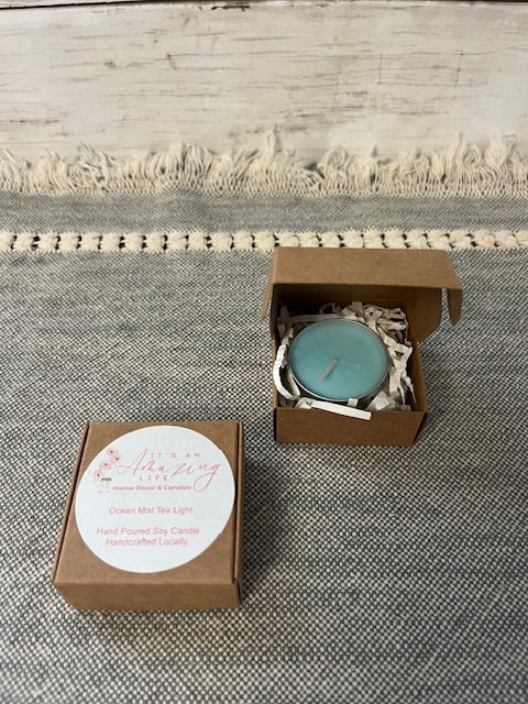 Ocean Mist Soy Tea Light – Handmade Mini Candle