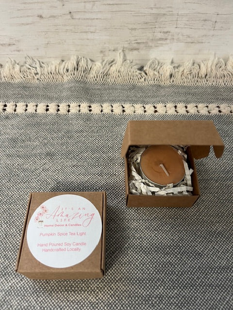 Pumpkin Spice Soy Tea Light – Handmade Mini Candle