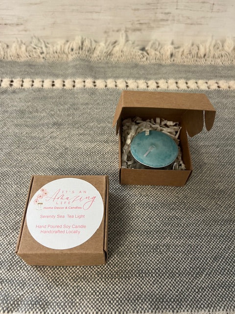 Serenity Sea Soy Tea Light – Handmade Mini Candle